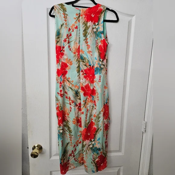 Badgley Mischka Aqua Multi Print Dress SZ 6 - Picture 8 of 12